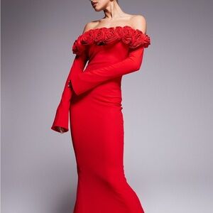 Elegant Red Long Sleeve Dress